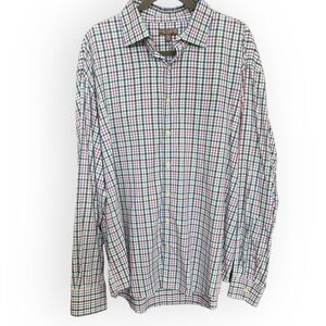 Peter Millar Long Sleeve Plaid Summer Comfort Button Up Shirt Size XL